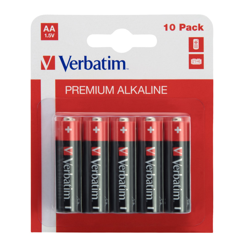 VERBATIM ALKALINE BATTERIES AA LR06 10 PCS PACK 49875