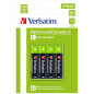 VERBATIM ALKALINE RECHARGEABLE AAA HR03 PACK 4 UNITS 49514