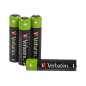 VERBATIM ALKALINE RECHARGEABLE AAA HR03 PACK 4 UNITS 49514