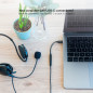 Cable adaptador usb tipo c a jack 3.5mm nanocable 0.11m -  macho - hembra -  negro