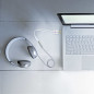 Cable audio 1xjack - 3.5 a 2xjack - 3.5 nanocable 20cm blanco -  hembra a 2xmacho -  4pin -  3pin -  blanco
