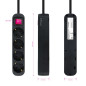 Regleta 4 tomas 1.4m con interruptor nanocable negro 4 tomas -  250v -  proteccion