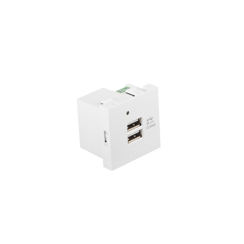 Roseta pared lanberg 230v 2 x usb 5v 2.1a blanco