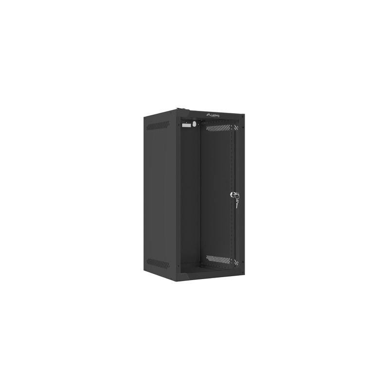 Armario lanberg mural rack 10 pulgadas 12u - 280x310 flat pack negro puerta cristal