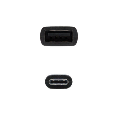 Cable usb tipo c a usb 2.0 nanocable 0.15m -  macho - hembra -  negro