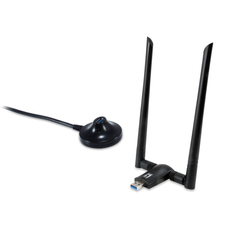 Adaptador wifi usb 3.0 dualband level one  ac1200 300mb en 24ghz y 867mb en 5ghz usb 3.0 2 antenas desmontables