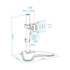TooQ DB1701TN-B Supporti a parete per TV 81,3 cm (32") Scrivania Nero