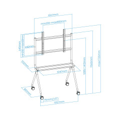 TooQ iSTAND 2,18 m (86") Grigio