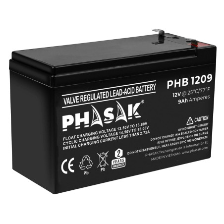 Phasak PHB 1209 batteria UPS Acido piombo (VRLA) 12 V 9 Ah