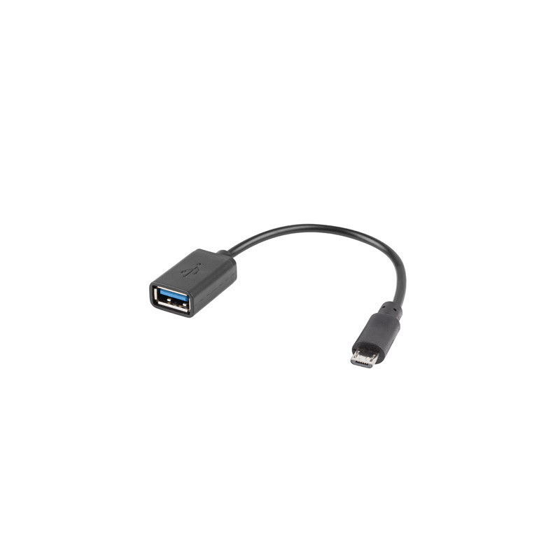 Adaptador lanberg otg usb micro(m) 2.0 a usb - a(h) 15 cm negro