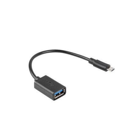 Adaptador lanberg otg usb micro(m) 2.0 a usb - a(h) 15 cm negro
