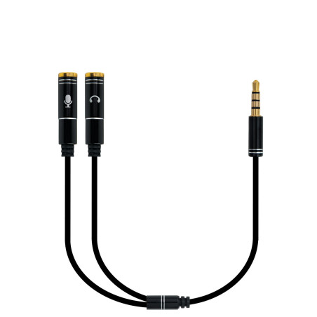 Cable adaptador de audio ewent jack 3.5mm macho a jack 3.5mm hembra x2 negro 0.30m