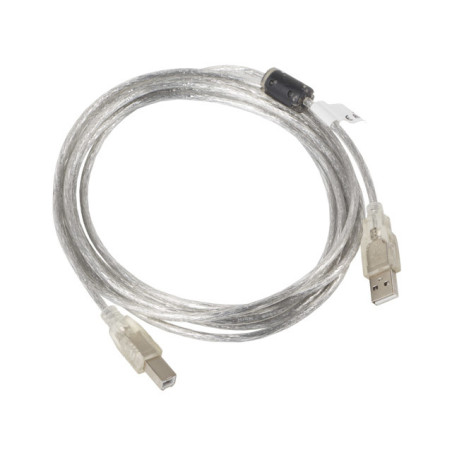 Lanberg CA-USBA-12CC-0030-TR cavo USB USB 2.0 3 m USB B Trasparente