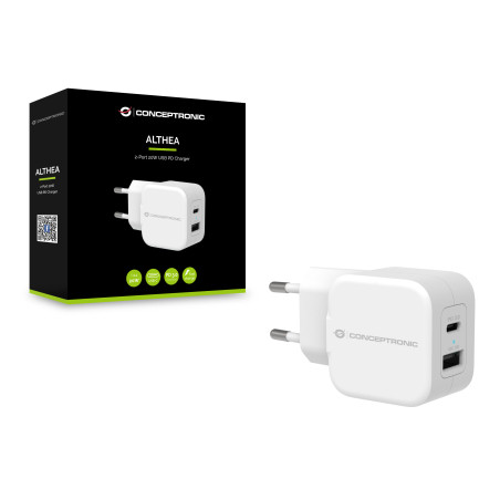 Cargador conceptronic pd 1 puerto usb - c althea - 20w - blanco