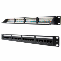 Panel de parcheo nanocable 24 puertos rj45 cat.6 utp 19 pulgadas