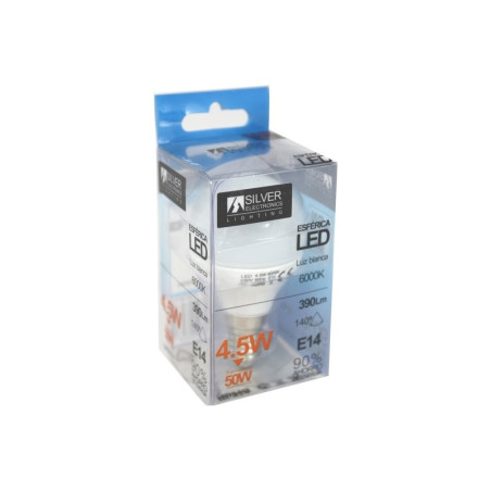 Bombilla led decorativa silver electronis esferica 5w50w -  e14 -  5000k -  620 lm -  luz blanca -  a+