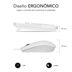 SUBBLIM SUBKBC-CSSK02 tastiera Mouse incluso Universale USB QWERTY Spagnolo Bianco