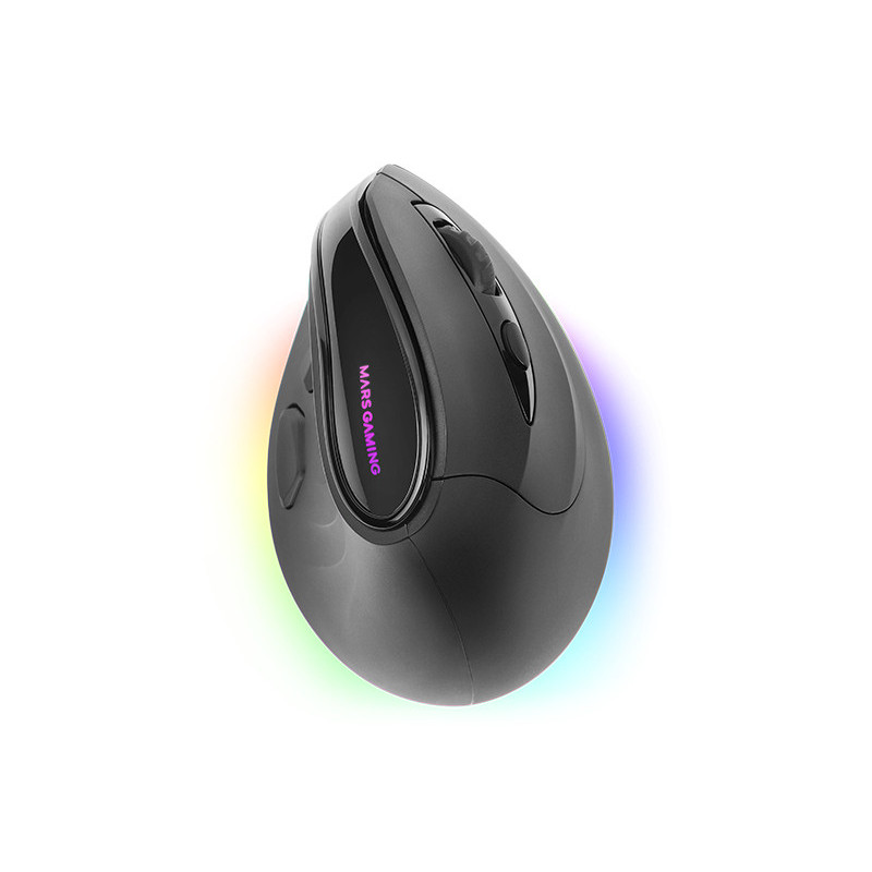 Mouse raton mars gaming ergonomico vertical.rgb inalambrico tri - mode negro