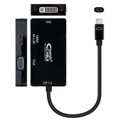Nanocable 10.16.4301-BK cavo e adattatore video 0,1 m USB tipo-C VGA (D-Sub)+ HDMI + DVI Nero