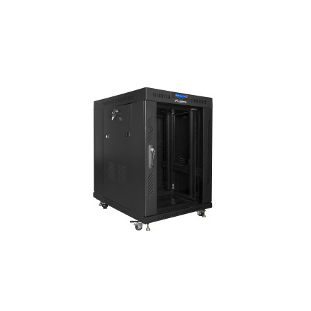 Armario lanberg rack 19 pulgadas 15u 800x1000 lcd puerta cristal flat pack negro