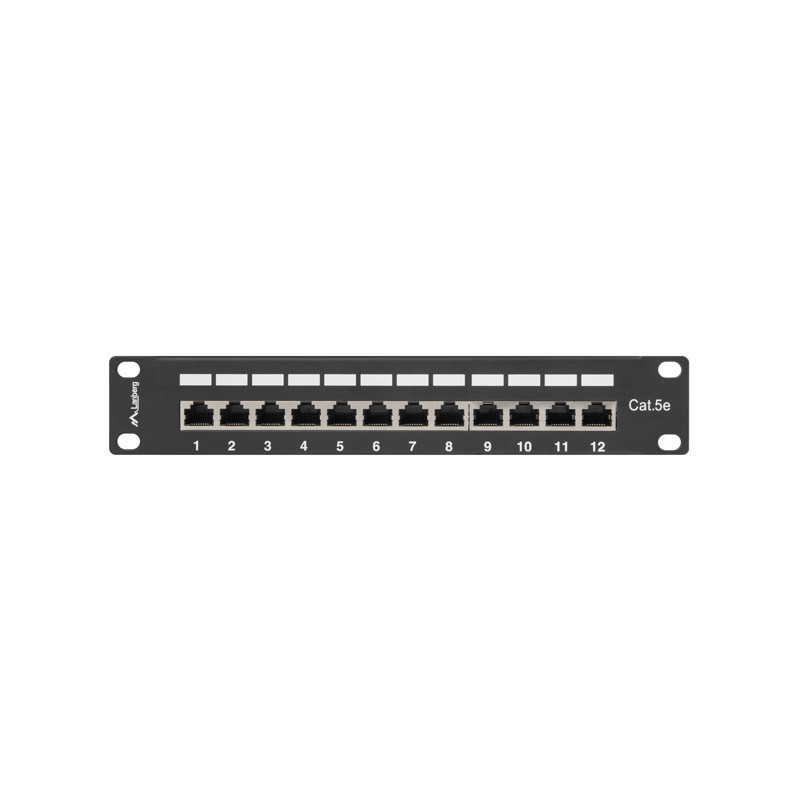 Patch panel lanberg 12 puertos 1u cat.5e 10 pulgadas blindado negro
