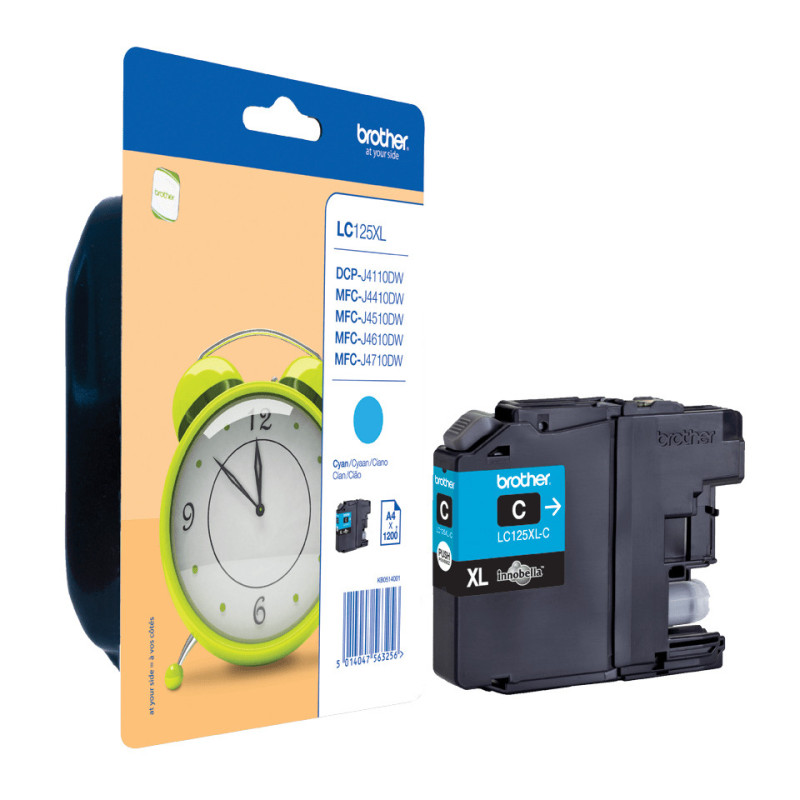 Cartucho tinta brother lc125xlcbp cyan 1200 paginas dcpj4110dw -  mfcj4410dw -  mfcj4510dw -  mfcj4710dw