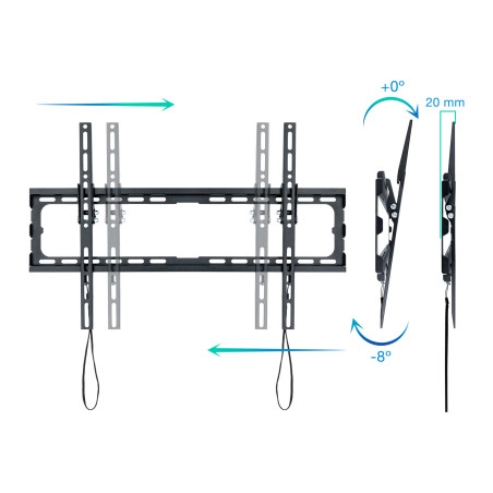 Soporte pared tv television monitor tooq lp1081t - b 37 pulgadas - 80 pulgadas carga maxima 45kg