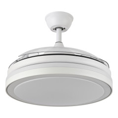 Ventilador de techo con luz regulable mini 48w 4080lm aspas retractiles blanco