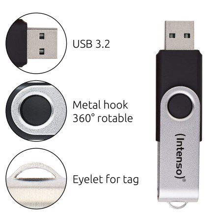 Intenso USB 32GB OFFICE LINE 3.2 Gen1 Silver-Black unità flash USB USB tipo A 3.2 Gen 1 (3.1 Gen 1) Nero, Argento