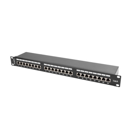 Patch panel lanberg 24 puertos 1u cat.6 sftp 19 pulgadas rack negro