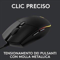 Logitech G 910-005796 mouse Gaming USB tipo A 8000 DPI