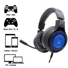 Ewent PL3322 cuffia e auricolare Cablato Passanuca Gaming Nero, Blu