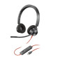 Auricular poly blackwire 3320 stereo usb - c headset + adaptador usb - c - a