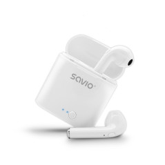 Savio TWS-01 Białe Cuffie Wireless In-ear Chiamate Musica Sport Tutti i giorni Bluetooth Bianco