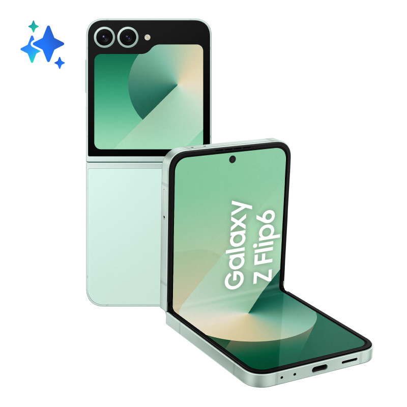Samsung Galaxy Z Flip6 Smartphone AI, 512GB, RAM 12GB, Display 3,4" SAMOLED/6,7" Dynamic AMOLED 2X, Mint Samsung Galaxy Z Flip6 Smartphone AI, 512GB, RAM 12GB, Display 3,4" SAMOLED/6,7" Dynamic AMOLED 2X, Mint