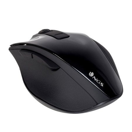 Raton inalambrico ngs bowblack - 2.4ghz - 800 - 1600dpi - 5 botones + scroll - nano receptor usb -  1*aa - negro