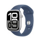 Smartwatch apple watch series 10 gps 46mm silver case denim sport band s - m
