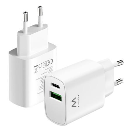 Cargador rapido ewent ew1321 q3 20w usb tipo a usb tipo c