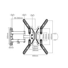Equip 650108 Staffa di montaggio a parete per TV articolata da 13” a 55”