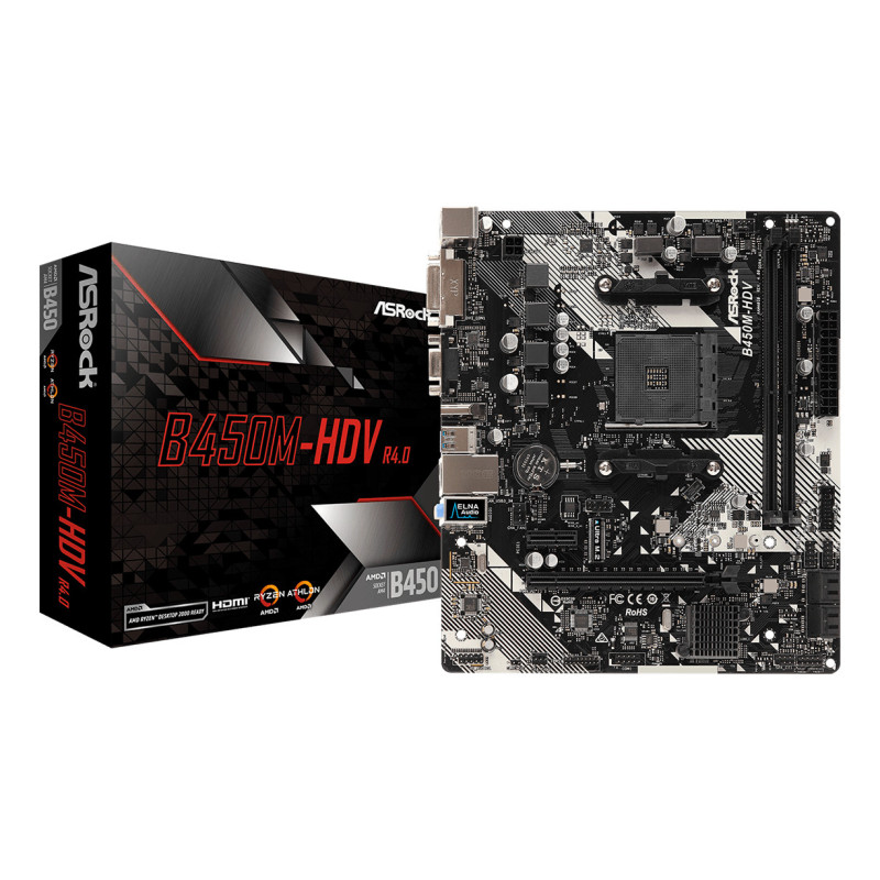 Placa base asrock amd am4 b450m hdv ddr4x2 32gb dvi - d hdmi micro atx