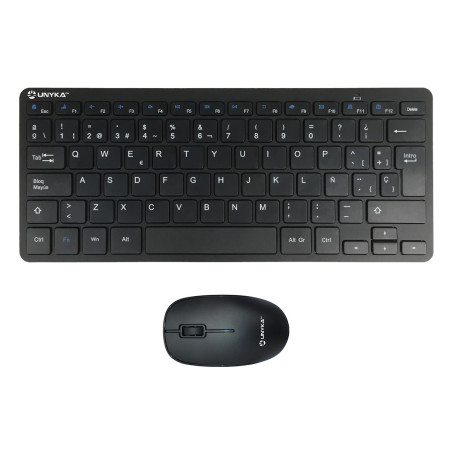 UNYKAch UK505447 tastiera Mouse incluso Ufficio RF Wireless QWERTY Spagnolo Nero
