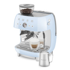 Smeg Macchina da Caffè Espresso Manuale con macinacaffè integrato 50's Style – Azzurro LUCIDO – EGF03PBEU