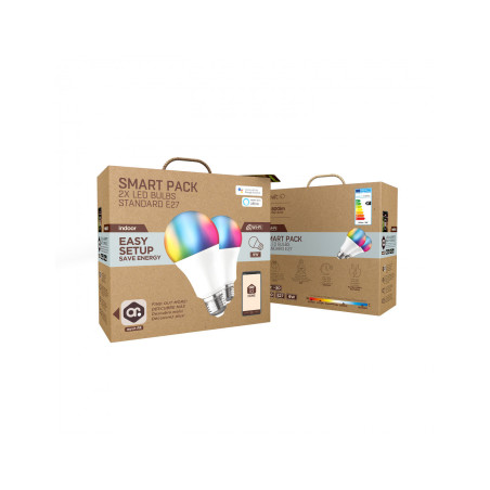 Bombilla muvit io a60 e27 9w rgb pack 2 unidades