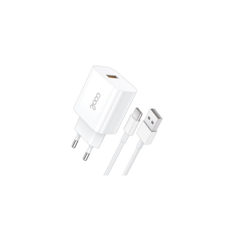 CARGADOR COOL  USB-C 12W 2.4 AMP WHITE CABLE 1.2M