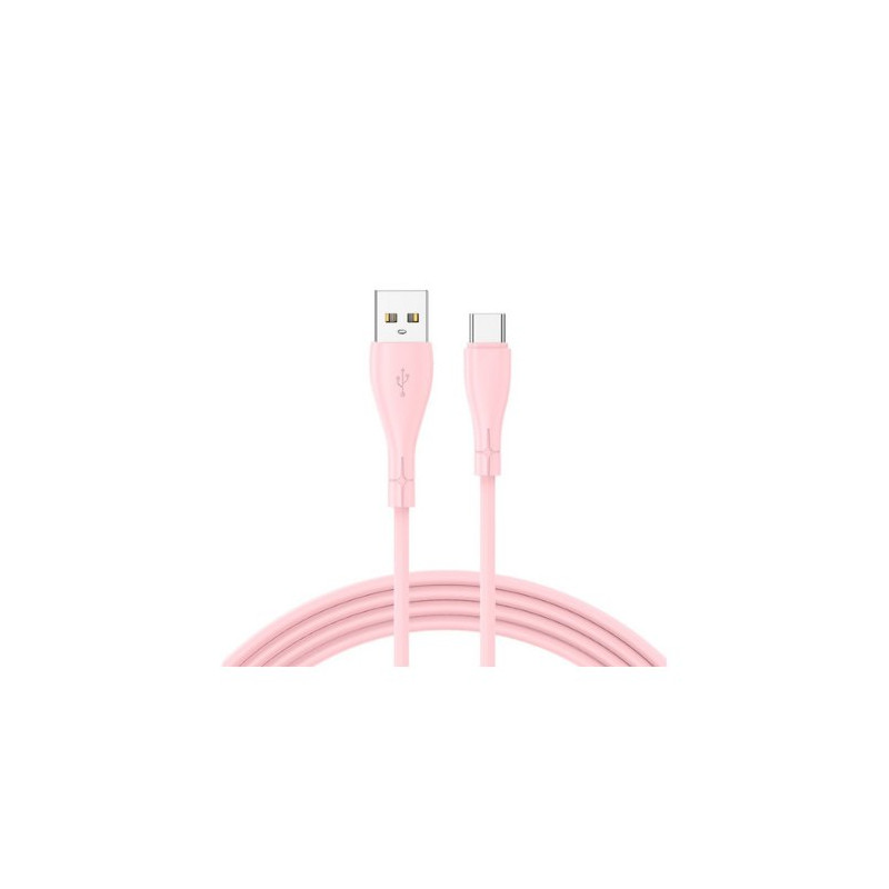 CABLE COOL USB A USB-C 1M NYLON PINK