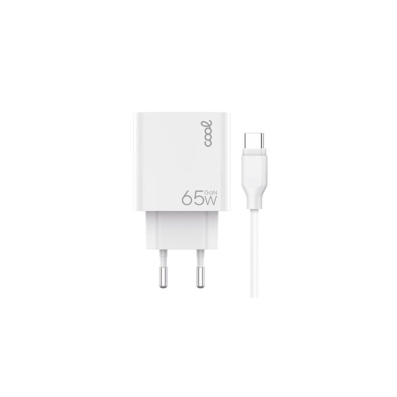 CARGADOR COOL DUAL USBC,USB 65W U.C.R. CABLE WHI.
