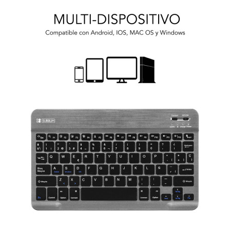 SUBBLIM TECLADO SMART BLUETOOTH GREY QWERTY Spagnolo Nero, Grigio