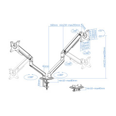 TooQ DB4132TNR-W Supporti a parete per TV 81,3 cm (32") Scrivania Bianco