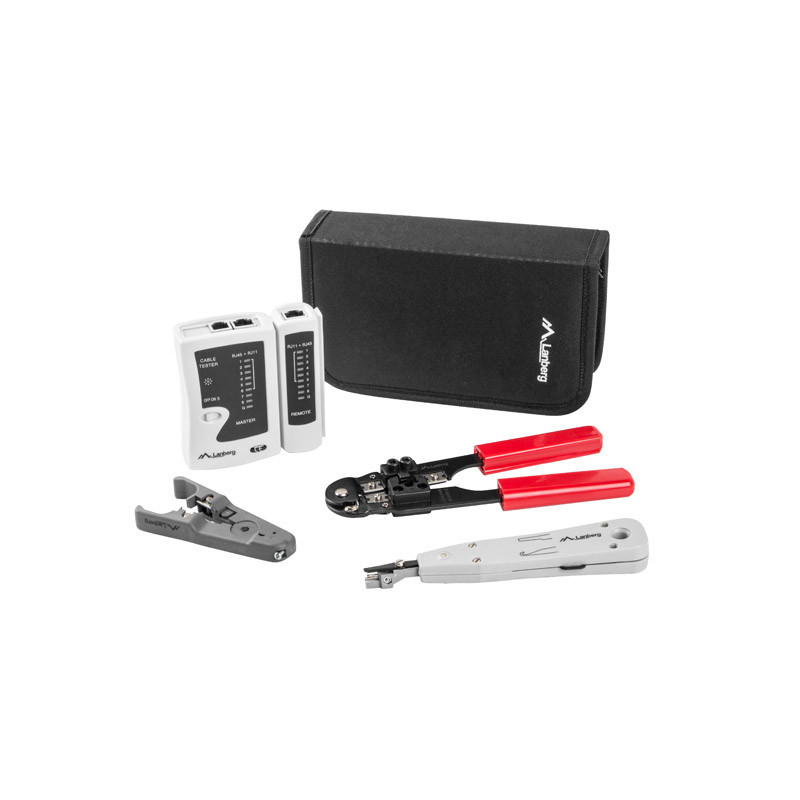 Lanberg KIT DE HERRAMIENTAS PARA REDES NT-0301 - TESTER - PELACABLES - CRIMPADORA - HERRAMIENTA DE I