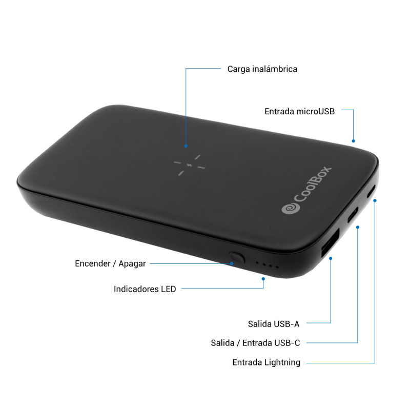 CoolBox COO-PB10KW-BK1 batteria portatile 10000 mAh Carica wireless Nero CoolBox COO-PB10KW-BK1 batteria portatile 10000 mAh Carica wireless Nero